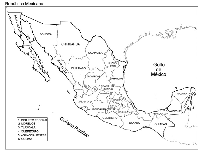 Mapa de la republica mexicana