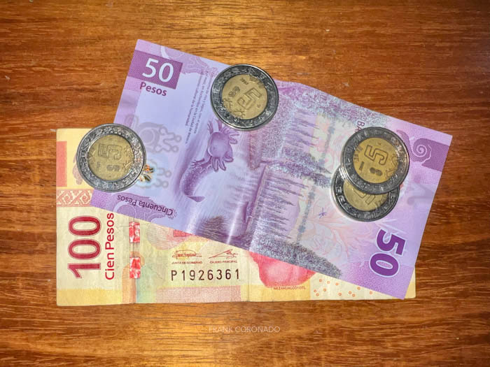 monedas y billetes de pesos mexicanos