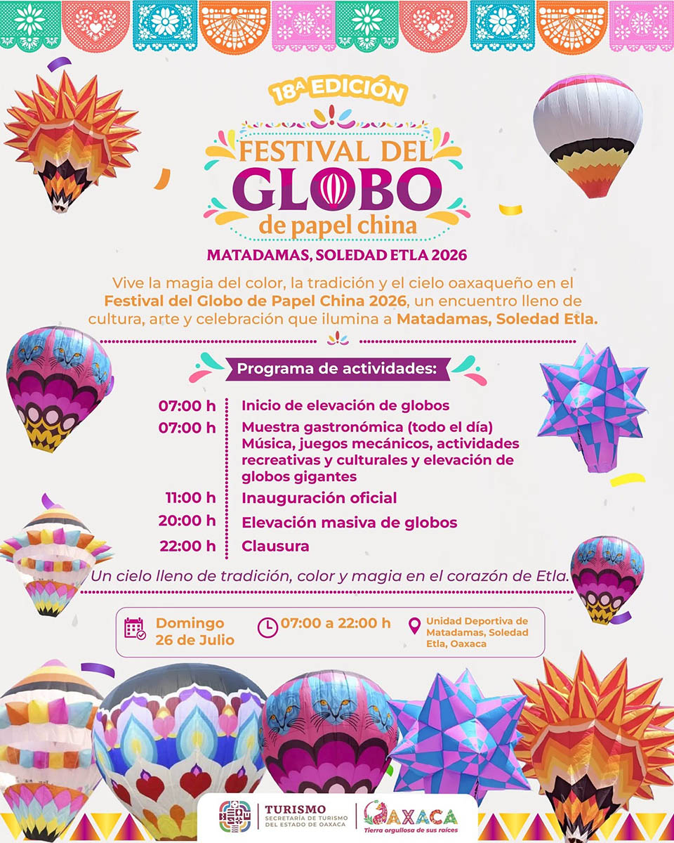 programa del Festical del globo de papel de china oaxaca