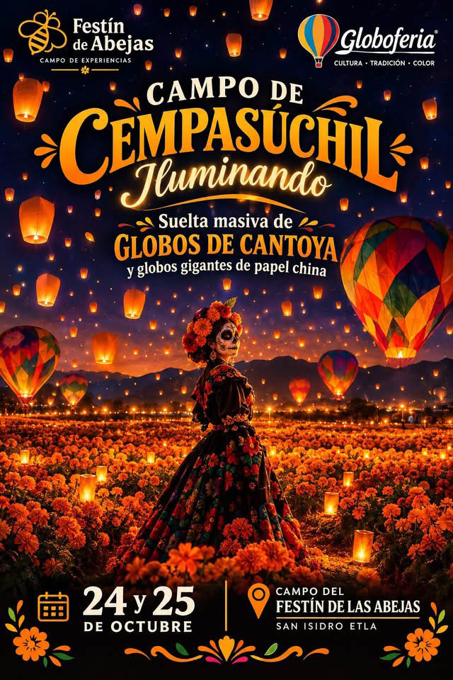 Campo cempasuchil en Etla